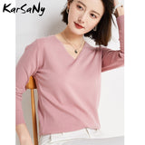Christmas Gift V Neck Sweater Pullover Winter Women 2021 Solid Pulls Slim Knitted Top Basic Women's Sweaters Autumn Women Cashmere Jumper Woman