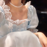 Kukombo  Women Elegant Lace Ruffles Slim Dress Romantic Fairy Party Dress Summer Gentle Sweet Lolita Style Princess Vestidos