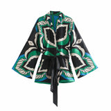 Kukombo 2022 Oversized Green Print Boho Women Shorts Sets Shirts Shorts Pants Three Pieces Fashion Suits Matching Sets 2022 Autumn