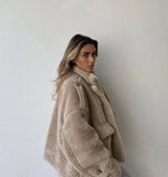 Kukombo Winter Coat Women Faux Fur Coat Fashion Lapel Thick Loose Zipper Women's Jacket Causal Female Coat
