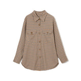 Christmas Gift Yiyiyouni Autumn Winter Single Breasted Plaid Shirt Jackets Women Long Sleeve Loose Outerwear Tops Female Oversized Wool Coat