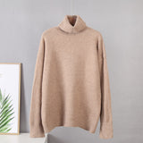 Christmas Gift Hirsionsan turtle Neck Solid Cashmere Sweater Women Elegant Soft Warm Female Knitted Pullovers Basic Loose female Jumper