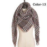 Christmas Gift 2021 New Winter Knitted Scarf Cashmere Pashmina Women Warm Neck Scarves Shawls Plaid Wraps Triangle Stoles Lady Bandana