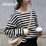 Christmas Gift 2021 Spring Striped Sweatshirt Women Kipop Oversize Korean Style Streetwear Loose Elegant Top Ladies Korean Chic Tops 2021