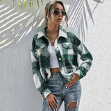 Christmas Gift 2021 Autumn Plaid Jacket Women Winter Overshirt Checkered Jacket Ladies Button Shirt Jacket Coat Women