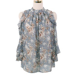 Christmas Gift Sweet Holiday Summer Korean Chiffon Hollow Women Shirt Blusas Cute Blouse Print Off Shoulder Top Chic Office Lady Clothing 10358
