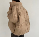 Kukombo Autumn Winter Down Puffer Jacket Woman Thick Bubble Coat Cotton Liner Padded Parkas Female Warm Zipper Outerwear 2022