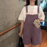 Kukombo Denim Jumpsuits Women's Korean Preppy Style Summer Loose Lavender Jumpsuit Oversize Big Pocket Thin 2022 Woman Jumpsuit Shorts