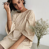 Christmas Gift Hirsionsan Summer Cotton Loose Sets Women 2021 Oversized Two Pieces T Shirts and High Waist Knitted Shorts Outfits Tracksuit