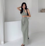 Kukombo Summer New Women Jumpsuits Sexy Backless Rompers Female Solid Wide Leg Office Lady Playsuits