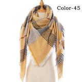 Christmas Gift 2021 New Winter Knitted Scarf Cashmere Pashmina Women Warm Neck Scarves Shawls Plaid Wraps Triangle Stoles Lady Bandana