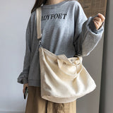 Back To College 2023 Fashion Women Shoulder Bag Large Capacity Crossbody Canvas Bag Solid Color Leisure Travel Bag College Student Schoolbag