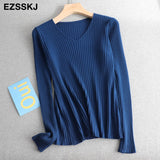 Christmas Gift 2021 basic v-neck solid autumn winter Sweater Pullover Women Female Knitted sweater slim long sleeve badycon sweater cheap