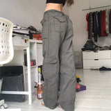 Kukombo Streetwear Retro Loose Cargo Denim Jeans Women Pockets Fashion Fairycore Clothes Casual Vintage Joggers Sweatpants Cuteandpsycho