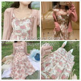 Kukombo  JuneLove Women Summer Print Floral Midi Dress Vintage Franch Style Female Strapless Party Dress Casual Holiday Lady Boho Vestido