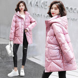 Christmas Gift 2021 New Winter Jacket Parkas Coat Women's Clothes Long Coat Fashion Loose Casual Hooded Cotton Padded Parka Jacket Basic Coat