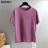 Christmas Gift New 2021spring summer Women oversize T-shirt Casual Loose cotton shortsleeve Brushed long T-shirt big Female Basic Thick Tops