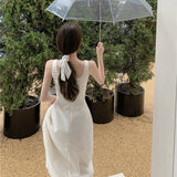 Christmas Gift French Elegant Midi Dresses Women Korean Fahion Sleeveless Sweet Casual Dress Females Chic Evening Party Dresses 2022 Summer