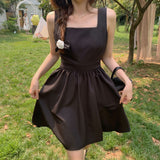 Kukombo 2023 Summer Sexy Tank Dress Women for Party Backless Bowknot Black Hepburn Mini Dresses Sleeveless Korean Vintage Sweet Sundress2