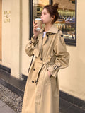 Christmas Gift Brand New Spring Autumn Women Trench Coat Long Double-Breasted with Belts Flaps England Style Duster Coat Cloak Female Outerwear