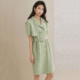 Kukombo Christmas Gift Elegant Office Midi Black Blazer Dress Women Short Sleeve Bandage Green Casual Dress Summer Sexy Female A-line Skirts