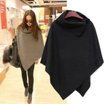 Christmas Gift 4 Colors Women Coat Poncho Autumn Winter Casual Overcoat Zipper Loose Pullover Cloak Sweater Cape Outwear