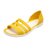 Kukombo Women Summer Flat Jelly Sandals 2022 Open-Toed Slip On Slides Slippers Candy Color Casual Beach Outdoot Female Yellow Shoes