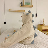Christmas Gift Pajamas cute cartoon dinosaur coral velvet pajama autumn and winter thickened and padded long fashion home wear two sets nightgo