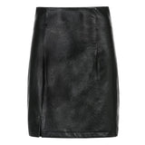 Kukombo Black Split Mini Black Leather Skirt Women Korean Fashion High-waisted Punk Style Bodycon Goth Sexy Skirts Female 2022