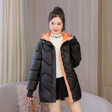 Christmas Gift New Winter Parkas Warm Women Jacket Hooded Long Coat Fashion Female Basic Coats Cotton Padded Parka Outerwear Snow Wear Overalls