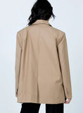 Kukombo Fashion Women Blazers Casual Streetwear Vintage Long Sleeve Single Breasted Elegant Pocket Coat Loose Suit Jacket Outerwear