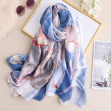 Christmas Gift Lotus Pattern Silk Scarf Women 2021 Fashion Long Shawls And Wraps High Quality Thin Winter Scarves Femme Echarpe Hijab Pashmina