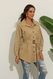 Kukombo Solid Color Casual Shirt Women's Belt Wide Loose Belt Blouse Coat Fashion Buttoned Single Breasted All-Match Chic Tops