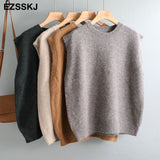 Christmas Gift cashmere NEW Spring  Sweater Vest Women O-Neck Knitted Vest Female casual tank tops Sleeveless Twist knit pullovers