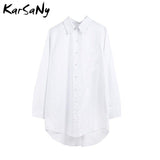 Christmas Gift Women's White Shirt Oversize Cotton Femme Tops Plus Size 5XL Long Shirts For Women White Blouse Spring Long Sleeve Tunics Women