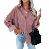 Christmas Gift Autumn Corduroy Jacket Woman Long Shirt Jacket Women Button Coat Jackets Women Fashion Overshirt Loose Coat Female 2021