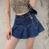 Kukombo Preppy Style Casual Zipper Fly Safety Short Denim Skirt Summer Streetwear Ruffles High Waist Mini Jeans Skirt For Women
