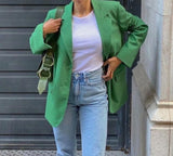 Kukombo Green Blazer Woman Za New Fashion Cardigan Coat Tops Femme Autumn Chic Blazer Femenino Winter Clothing Outerwear