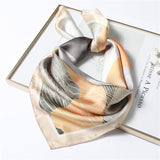 Kukombo New Silk Scarf Square for Women 70x70cm Small Neck Scarves Lady Shawl Fashion Print Hijab Brand Designer High Quality Scarfs