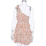Kukombo Leopard dot dress women casual beach dress summer autumn boho dresses one shoulder ruffled vestidos lady 2022 boho dress