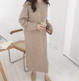 Kukombo New Autumn Sweater Women Dress Winter Long Sleeve Sweaters Knitted Dresses Womens Warm Loose Maxi Oversize Knitting Robe Vestido