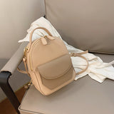 Kukombo Solid Women Pu Leather Backpack School Bag Travel 2022 New Simple Fashion Daily Bags Women's Shoulder Bags Backpacks Female Tote