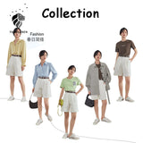 Christmas Gift FANSILANEN 100% Cotton Casual White Denim Shorts Women Summer Sexy High Waist Shorts Jeans Female Vintage Belt Loose Shorts 2021