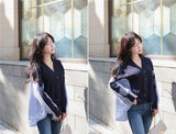 Kukombo 2022 Spring Women's Sweaters Patchwork Srtiped Knitting V-Neck Stylish Knitted Button Cardigans Loose Tops SWC1816