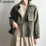 Christmas Gift New 2021 Autumn Winter Women's Cargo Windbreaker Casual Vintage Pockets Outerwear Oversize Short Trench Tops JK7962