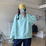 Christmas Gift Women Autumn Long Sleeve Casual Sweatshirt O Neck Loose Solid Outerwear Hoodies Femme Fashion Korean Pullover Outfits
