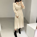 Kukombo Spring Summer 2022 New Women Dress Long Sleeve Turn Down Collar Shirt Lace Up Ladies Casual Dresses Vestidos