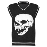 Christmas Gift HEYounGIRL Harajuku Print Sleeveless Sweater Vest Women Autumn V Neck Preppy Style Knitted Jumpers Ladies Vintage Fashion Winter