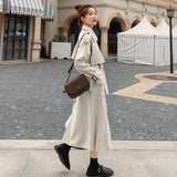 Christmas Gift Brand New Fashion Women Trench Coat Beige Long Double-Breasted with Belt Spring Autumn Lady Duster Coat Female Outerwear Quality