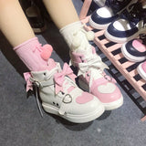 Kukombo Lolita Shoes Women Sneakers Sweet Kawaii Pink Fashion Student High Top Sports White Platform Cute College Loli Running